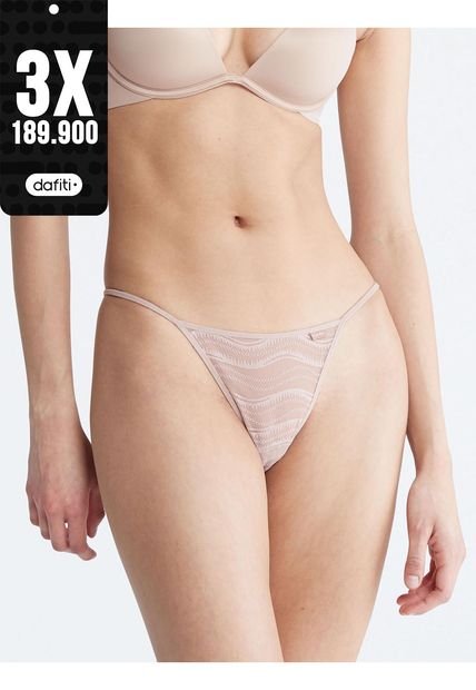 Tanga Con Encaje Mujer Beige Calvin Klein