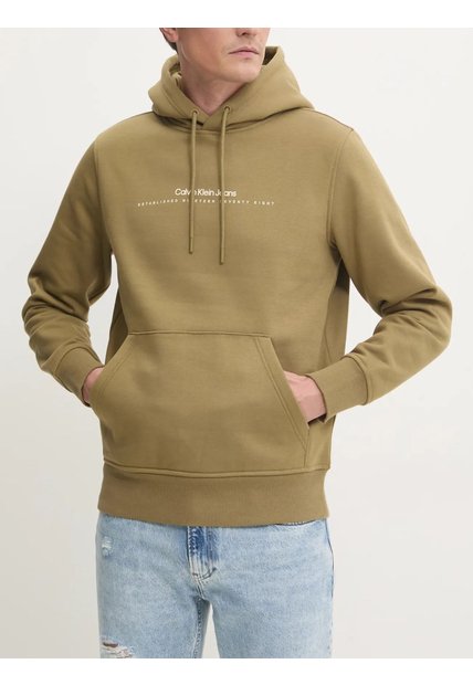 Buzo Verde Con Capota Y Logo Pequeño Calvin Klein