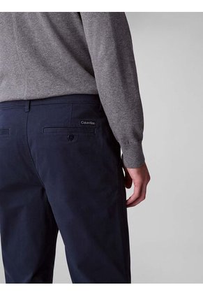 Pantalón Negro Chino Slim De Algodón Signature Calvin Klein