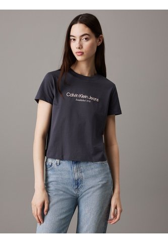 Camiseta Negra Regular Con Logo Institutional Calvin Klein Calvin Klein