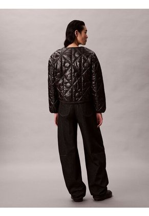 Chaqueta Negra Acolchada Con Patrón De Logo Calvin Klein