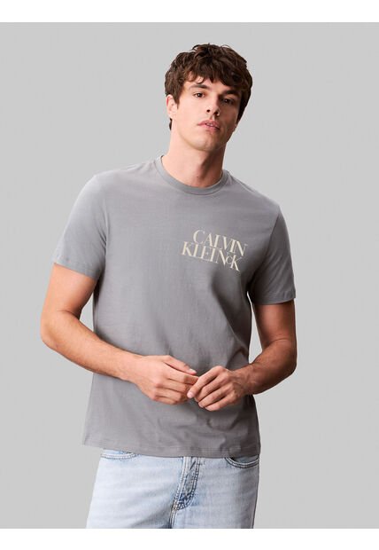 Camiseta Verde Con Diseño Apilado Calvin Klein
