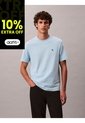 Camiseta Azul Cielo Regular De Manga Corta Con Monograma Bordado Calvin Klein de Calvin Klein