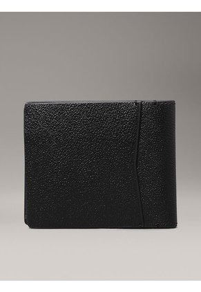 Billetera Negra De Cuero Con Monograma En Relieve Calvin Klein