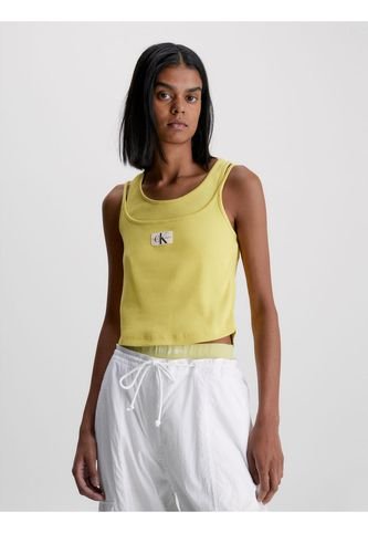 Camiseta De Tirantes Acanalada De Dos Capas Mujer Amarillo Calvin Klein Calvin Klein