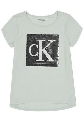 Camiseta Con Logotipo De Lentejuelas Niña Verde Calvin Klein