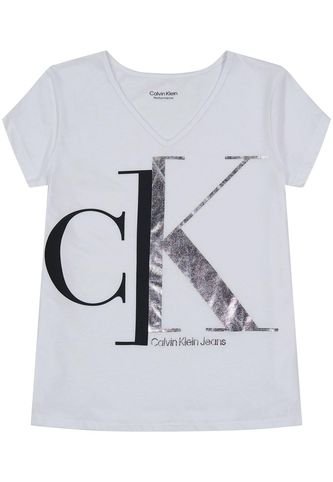 Camiseta Con Cuello V Niña Blanco Calvin Klein Calvin Klein