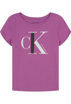 Camiseta Con Cuello Redondo Niña Morado Calvin Klein
