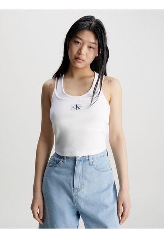 Camiseta De Tirantes Acanalada De Dos Capas Mujer Blanco Calvin Klein Calvin Klein