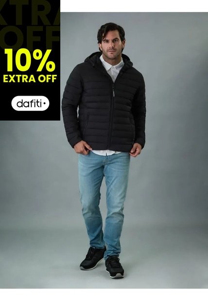 Chaqueta Negra Acolchada Con Capota Para Hombre Calvin Klein