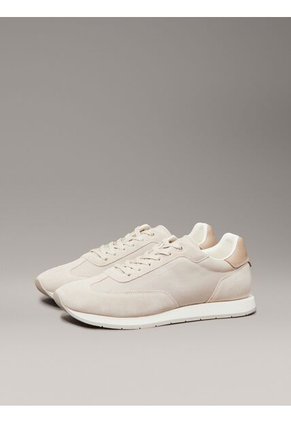 Tenis Beige De Perfil Bajo De Ante Calvin Klein