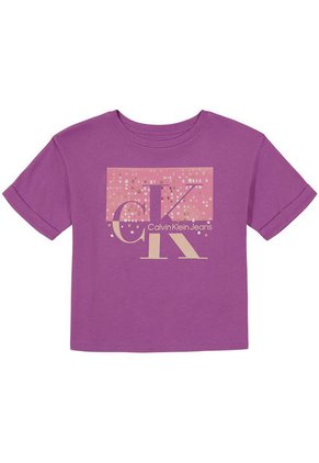 Camiseta Con Cuello Redondo Niña Morado Calvin Klein