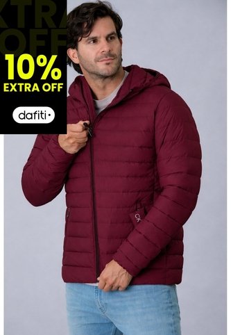 Chaqueta Vinotinto Acolchada Con Capota Calvin Klein Calvin Klein