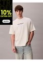 Camiseta Beige Con Gráfico De Logo En Bloque Calvin Klein de Calvin Klein