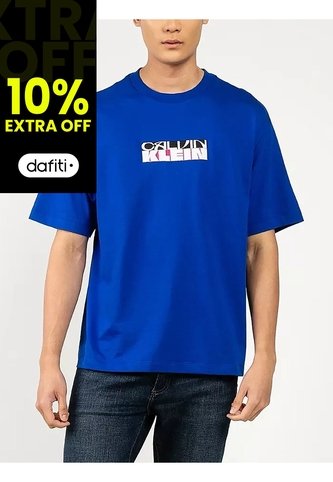 Camiseta Azul Con Gráfico De Logo En Bloque Calvin Klein Calvin Klein