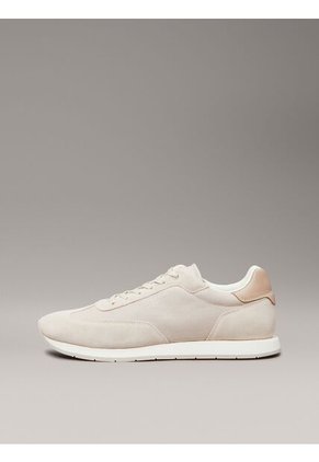 Tenis Beige De Perfil Bajo De Ante Calvin Klein