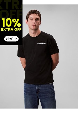 Camiseta Negra De Algodón Con Gráfico 3D Calvin Klein Calvin Klein