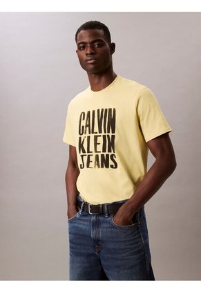 Camiseta Verde Stacked Graphic Crewnec Calvin Klein