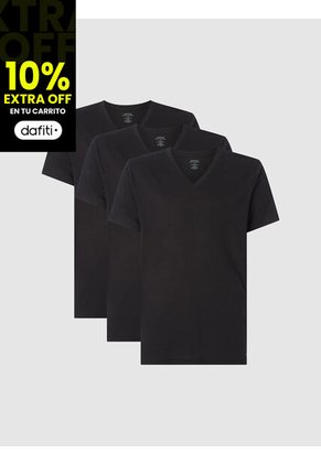 Paquete De 3 Camisetas Negras Cuello V Para Hombre Calvin Klein