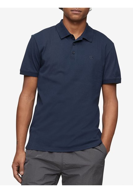 Polo Azul Smooth En Algodón Solid Calvin Klein