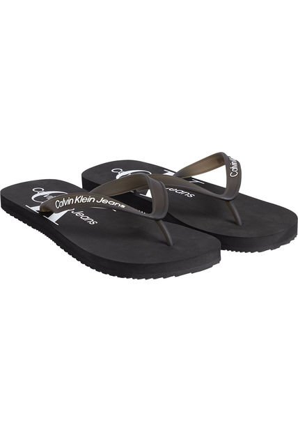 Sandalias Negro Con Monograma De Tpu Para Hombre Calvin Klein