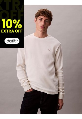 Camiseta Blanca De Manga Larga Con Textura Ligera Calvin Klein Calvin Klein