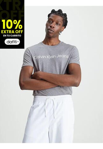 Camiseta Gris Con Logo Para Hombre Calvin Klein