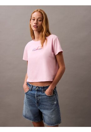 Camiseta Rosada Slim Con Logo Calvin Klein