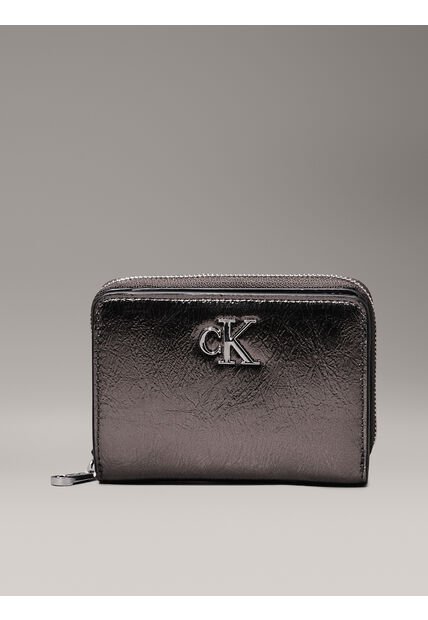 Billetera Gris Con Cremallera Metálica En El Contorno Calvin Klein