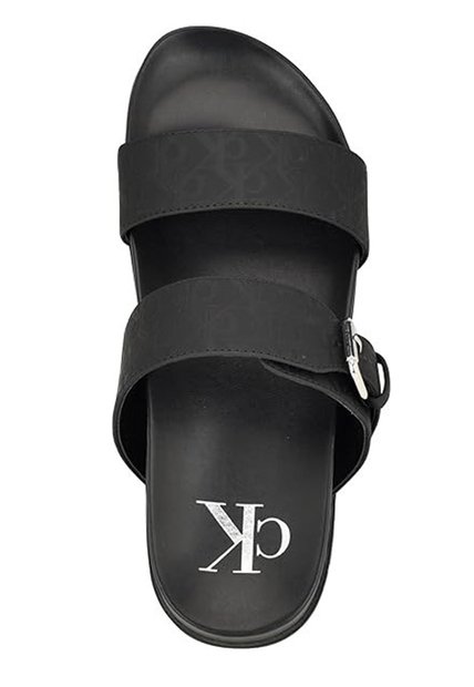 Sandalias Negro Con Monograma Calvin Klein