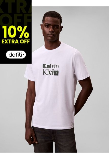 Camiseta Blanca Con Estampado Gráfico De Logo En Estilo Bold Calvin Klein