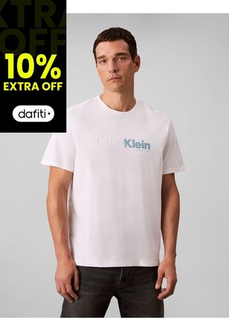 Camiseta Blanca Con Estampado Gráfico De Logo En Letra Cursiva Calvin Klein Calvin Klein