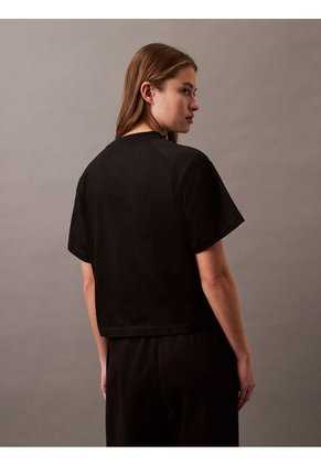 Camiseta Negra Cropped Con Monograma Calvin Klein