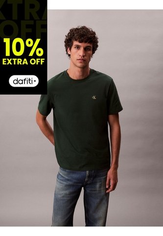 Camiseta Verde Regular De Manga Corta Con Monograma Bordado Calvin Klein Calvin Klein