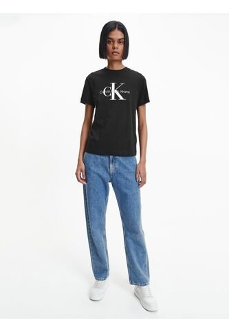 Camiseta Negra Regular Fit Con Monograma Calvin Klein Calvin Klein