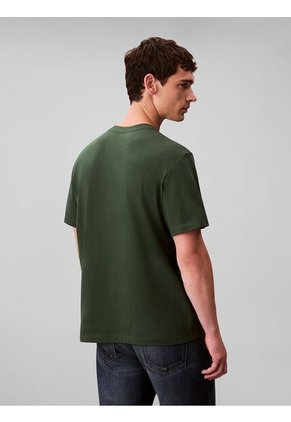 Camiseta Verde Con Estampado De Logo Con Efecto Entrelazado Calvin Klein