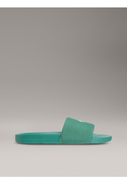 Sandalias Verde Deslizantes Con Monograma Calvin Klein
