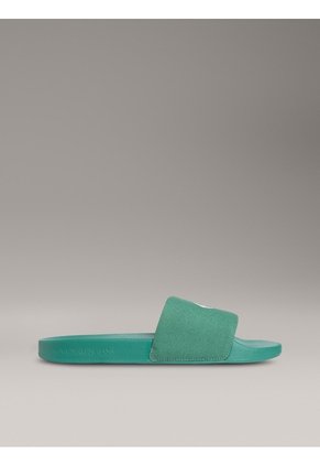 Sandalias Verde Deslizantes Con Monograma Calvin Klein