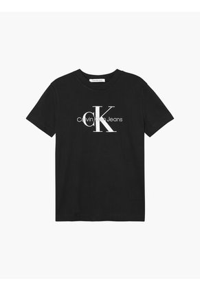 Camiseta Negra Regular Fit Con Monograma Calvin Klein
