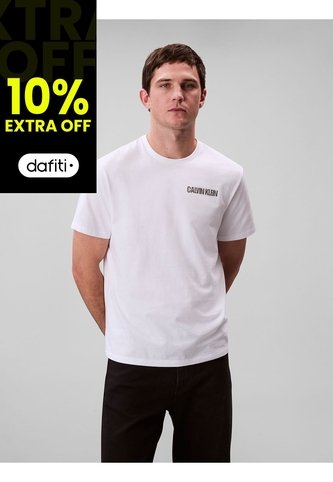 Camiseta Blanca De Algodón Con Gráfico 3D Calvin Klein Calvin Klein