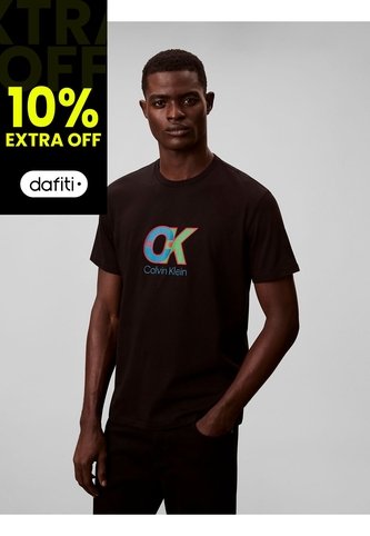 Camiseta Negra Con Estampado Gráfico De Monograma Calvin Klein Calvin Klein