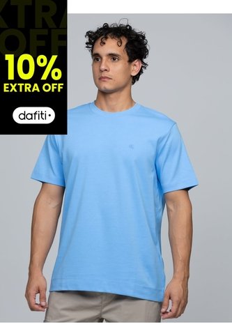 Camiseta Celeste De Algodón Interlock Calvin Klein Calvin Klein