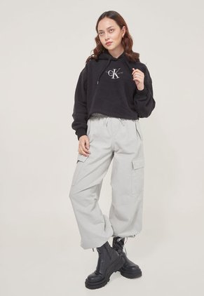 Hoodie Negro-Plateado Calvin Klein