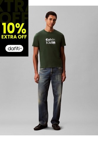 Camiseta Verde Con Estampado Gráfico De Logo En Estilo Bold Calvin Klein Calvin Klein