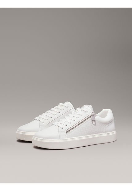 Tenis Blanco Con Monograma Y Cremallera En El Lateral Calvin Klein