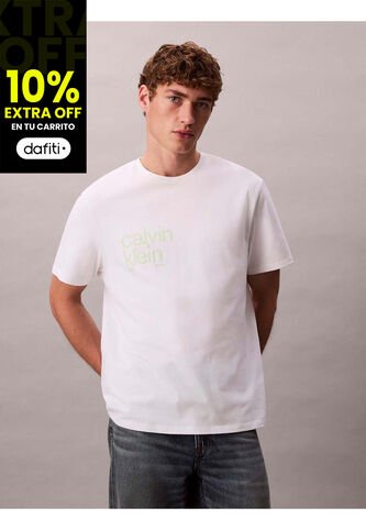 Camiseta Blanca Con Logo Estampado En Alineado Derecho Calvin Klein Calvin Klein