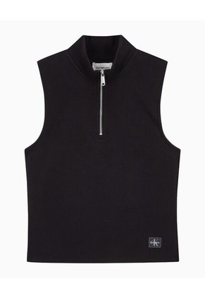 Camiseta Negra Sin Mangas Con Cremallera Calvin Klein