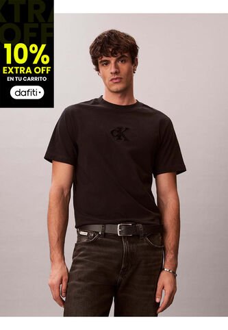 Camiseta Negra De Manga Corta Con Monograma Estampado Calvin Klein Calvin Klein