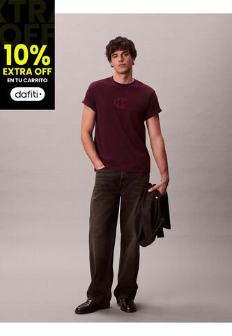 Camiseta Roja De Manga Corta Con Monograma Estampado Calvin Klein Calvin Klein