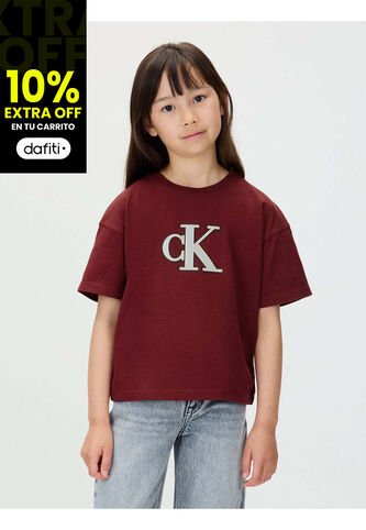 Camiseta Vino Tinto Corta Con Monograma Con Acabado Brillante Calvin Klein Calvin Klein